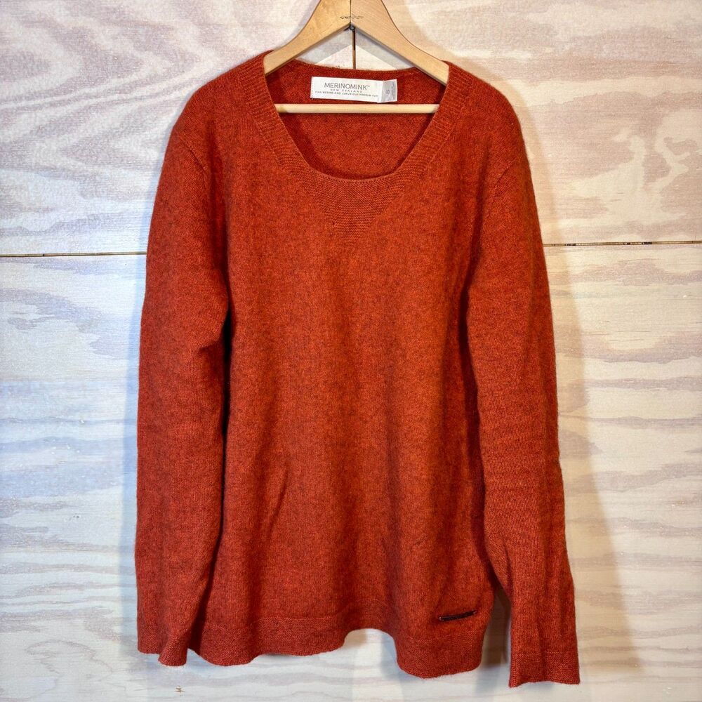 Merinomink New Zealand Relaxed Sweater Orange Womens S Merino Wool Possum Silk